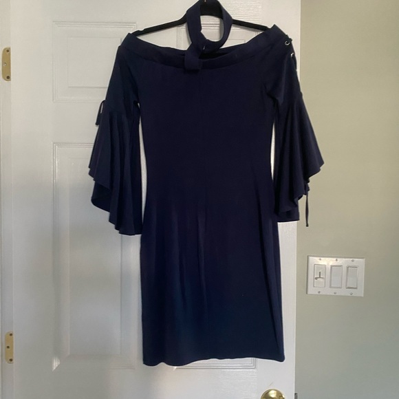 Venus size small off the shoulder navy dress - Picture 3 of 5